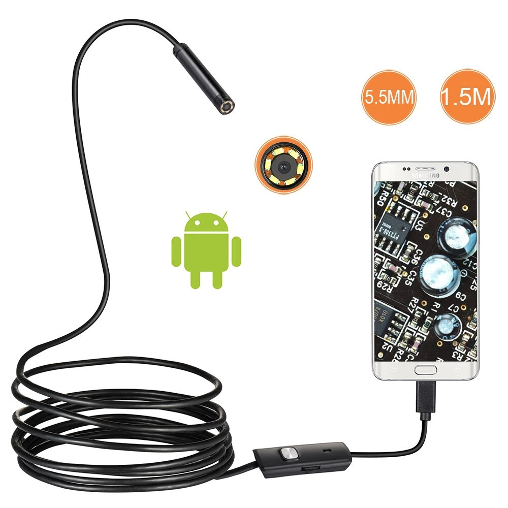 HD USB Waterproof Snake Endoscope – 480P Inspection Camera