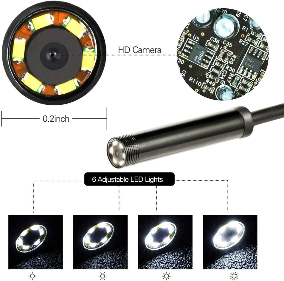 HD USB Waterproof Snake Endoscope – 480P Inspection Camera