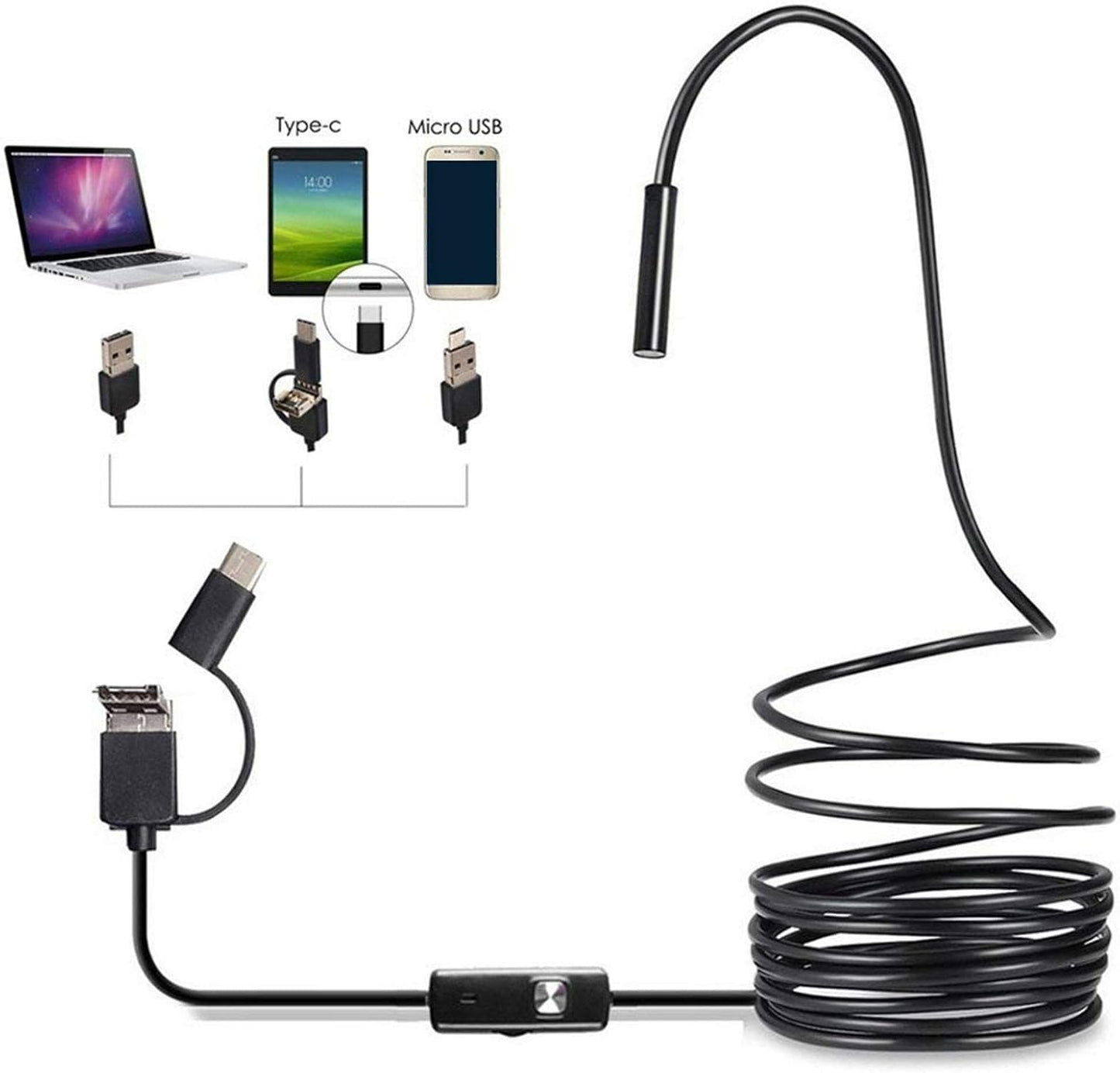 HD USB Waterproof Snake Endoscope – 480P Inspection Camera